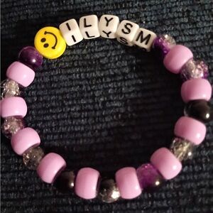 Lilac Beaded Kids Bracelet with Yellow Smiley Accent